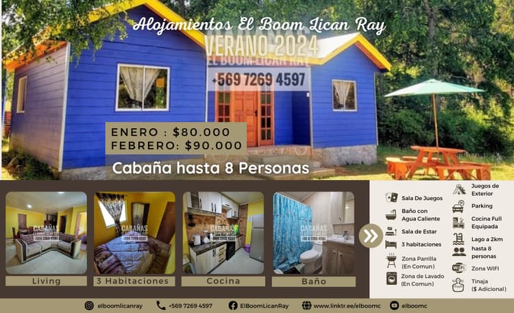 Cabaña (núm. 3) - Alojamientos El Boom Lican Ray