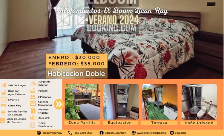 Habitación (núm. 7) Doble - Alojamientos El Boom Lican Ray