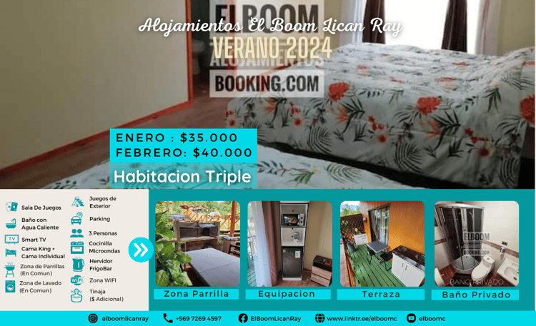 Habitación (núm. 4) Triple  - Alojamientos El Boom Lican Ray