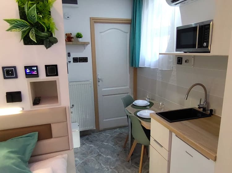 Kertre néző franciaágyas apartman